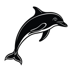 Dolphin vector illustration Silhouette on white background

