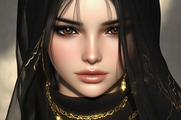 Middle Eastern Arab beauty close-up