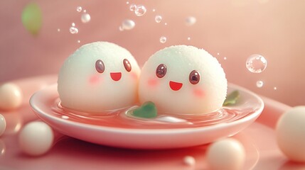Delightful 3D Cartoon Tangyuan Illustration for Creative Projects