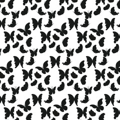 Elegant Black Butterfly Pattern  Seamless Monochrome Design