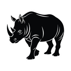 Rhino vector illustration Silhouette on white background
