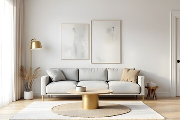 Modern Cozy Living Room with Golden Accents