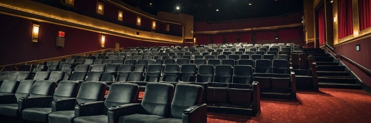 Obraz premium Empty Theatre Auditorium Seats Rows Cinema Interior Design Architecture