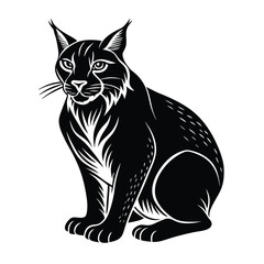 Black Lynx vector illustration Silhouette on white background