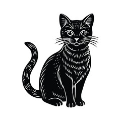 Black cat vector Silhouette on white background