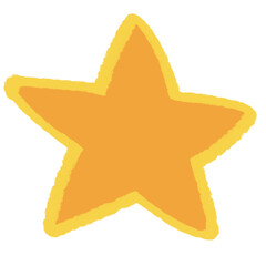 Crayon doodle gold star isolated on white background