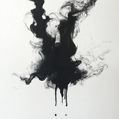 Fototapeta premium Abstract Black Ink Flow on White Background – AI Generated