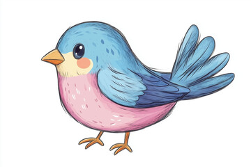 Obraz premium beautiful bird cartoon drawing style isolated