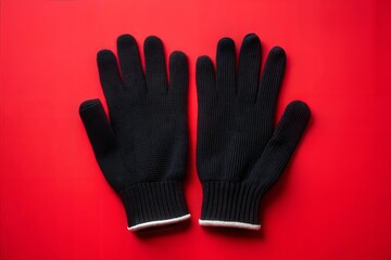 black knit gloves, with touchscreen compatibility