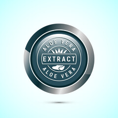 Aloe vera extract icon design illustration. Aloe vera badge label for product packaging, Gray color round button design