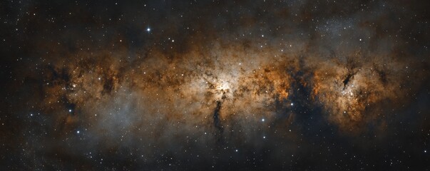 Fototapeta premium A breathtaking image of a vibrant galaxy, featuring swirling clouds of colorful nebulae and a dense star field at its core, radiating light against the dark cosmic backdrop.