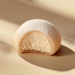 Elegant food photography of latteflavored mochi ice cream