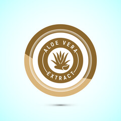Aloe vera extract icon design illustration. Aloe vera badge label for product packaging, Gold color button design