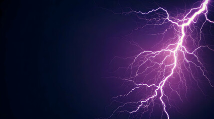 Electric Purple Lightning Bolt Across a Dark Night Sky with Dynamic Energy and Weather Elements