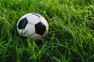 Obraz premium Soccer Ball on a Lush Green Field