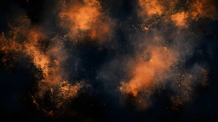 Obraz premium Abstract Orange Dust Explosion on Black Background