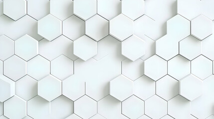 White Hexagonal Geometric Pattern Background with Soft Light and Shadow Detail