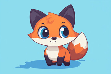 Fototapeta premium Digital illustration of a cartoon fox with large pixelated eyes in NFT art style