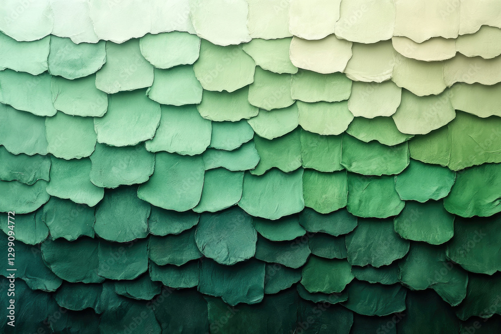 Poster Abstract art of overlapping green scales creating a gradient effect, showcasing texture and color.