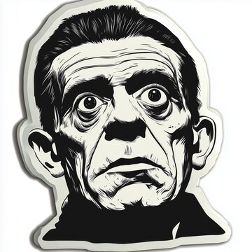 Stylized Vector Art of a Man with a Serious Expression on a Clean White Background