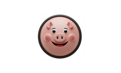 Fototapeta premium Ultra-Realistic 3D Render of a Happy Cartoon Pig Icon, Perfect for Stock Photography