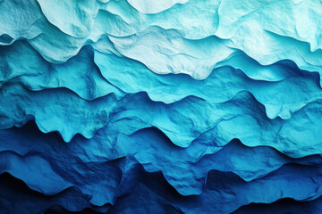 Fototapeta premium Abstract blue waves pattern, textured fabric resembling ocean depths.