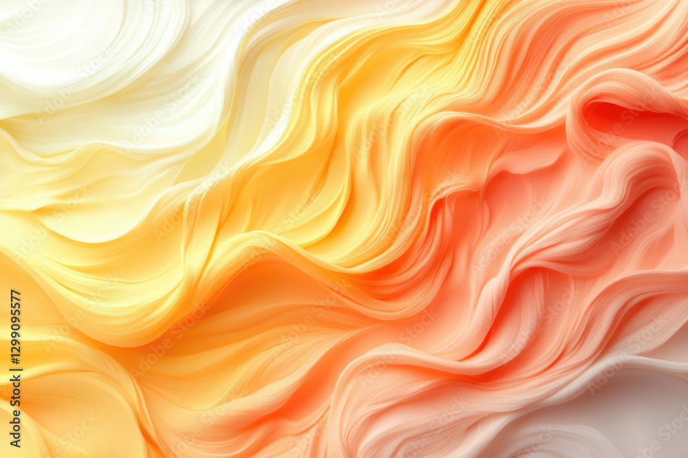 Poster abstract image of flowing, swirling colors transitioning from white to orange and peach.