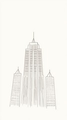 Fototapeta premium Monochromatic Skyscraper Illustration Minimalist Black And White City Building Design Sketching Techniques Architectural Composition For Urban Planning Illustration Of Lines And Geometric Shapes With