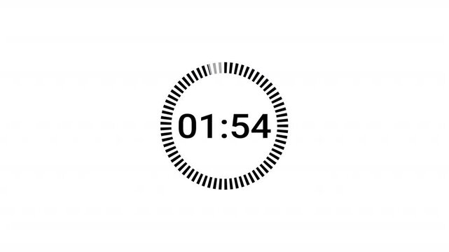 2 minutes circle countdown, two minute timer countdown animation, animation on two minutes round circle countdown on a transparent background.