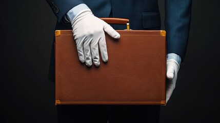 Mysterious Gloved Hand Opening a Briefcase in a Dark Environment