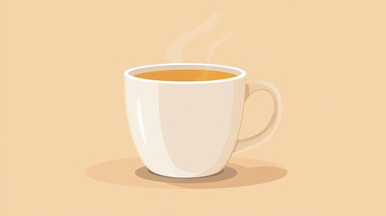 Obraz premium Coffee or tea cup mug evaporation vapour flat vector illustration 