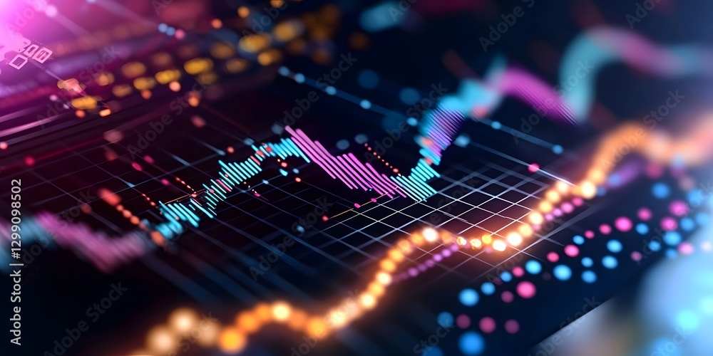 Poster dynamic financial data visualization business insights digital environment colorful abstract graph m