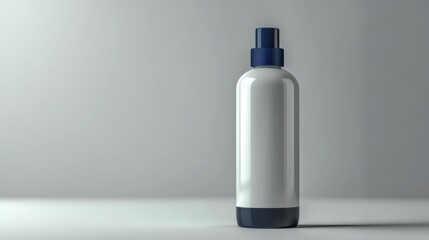 White spray bottle with blue cap on white background