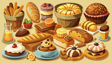 French baked pastry, pies, baguettes, croissants