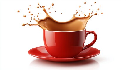 Fototapeta premium Dynamic Splash of Tea or Coffee in a Red Cup 
