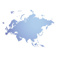 Map of Eurasia, sign silhouette. World Map Globe. Vector Illustration isolated on white background. Europe and Asia continent.