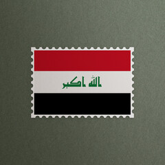 Post office stamp with the flag of Iraq 3D Rendering