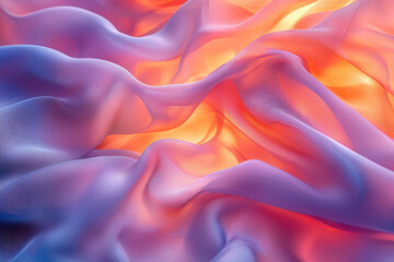 Obraz premium Abstract image of flowing fabric in shades of purple and orange, creating a dreamy, ethereal effect.