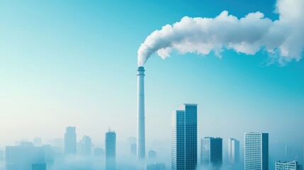 Obraz premium Smog Over Industrial City Skyline with Clouds and Urban Chaos