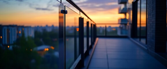 City sunset view from modern balcony (1)