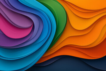 Minimalist approach showcasing two thick wavy stripes of psychedelic color, refined negative space,
