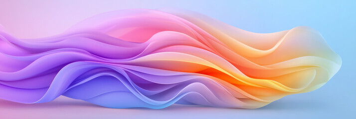 Fototapeta premium Surreal overhead shot focusing on swirling pastel ribbons, subtle lens flare, strong highlights,