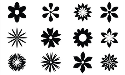 Flower icon set on a white background
