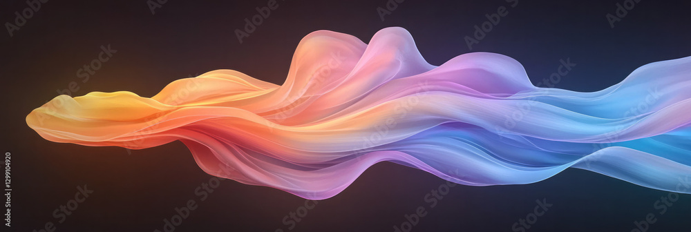 Aufkleber Minimalist approach emphasizing a single flowing stripe in neon gradient, crisp lines, dark subdued