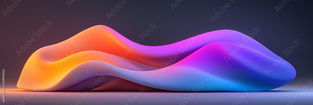 Leinwandbilder minimalist approach emphasizing a single flowing stripe in neon gradient, crisp lines, dark subdued