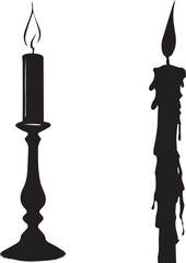 Large Candle light Set black silhouette 