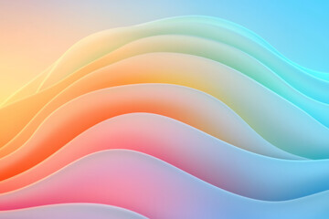 Obraz premium Surreal overhead shot with pastel gradient arcs intersecting in fluid motion, subtle luminous