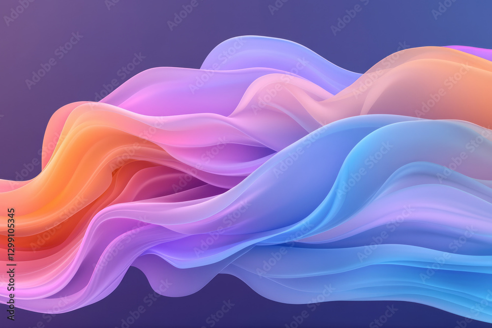 Poster Bold editorial style with overlapping gradient lines forming fluid loops, moody environment, sharp