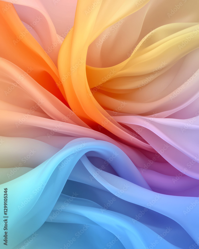 Aufkleber luminous fractal-like pattern of flowing ribbons in overlapping color spectrums, crisp edges,
