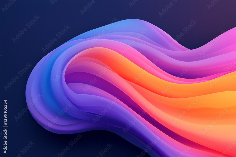 Poster Bold editorial style with overlapping gradient lines forming fluid loops, moody environment, sharp